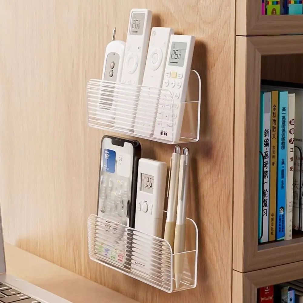 Wall Mounted Remote Control Storage Box Transparent Acrylic Organizer Shelf 8