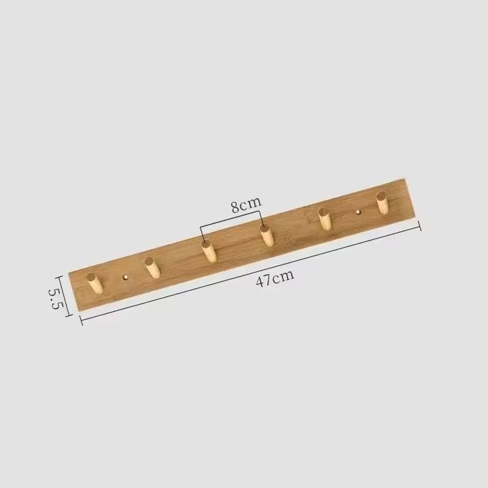 Nordic Bamboo Wall Mounted Hanger With Key Hooks For Entryway Storage 4