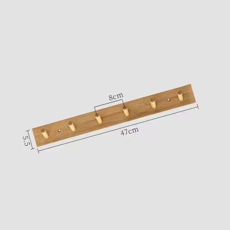 Nordic Bamboo Wall Mounted Hanger With Key Hooks For Entryway Storage 4