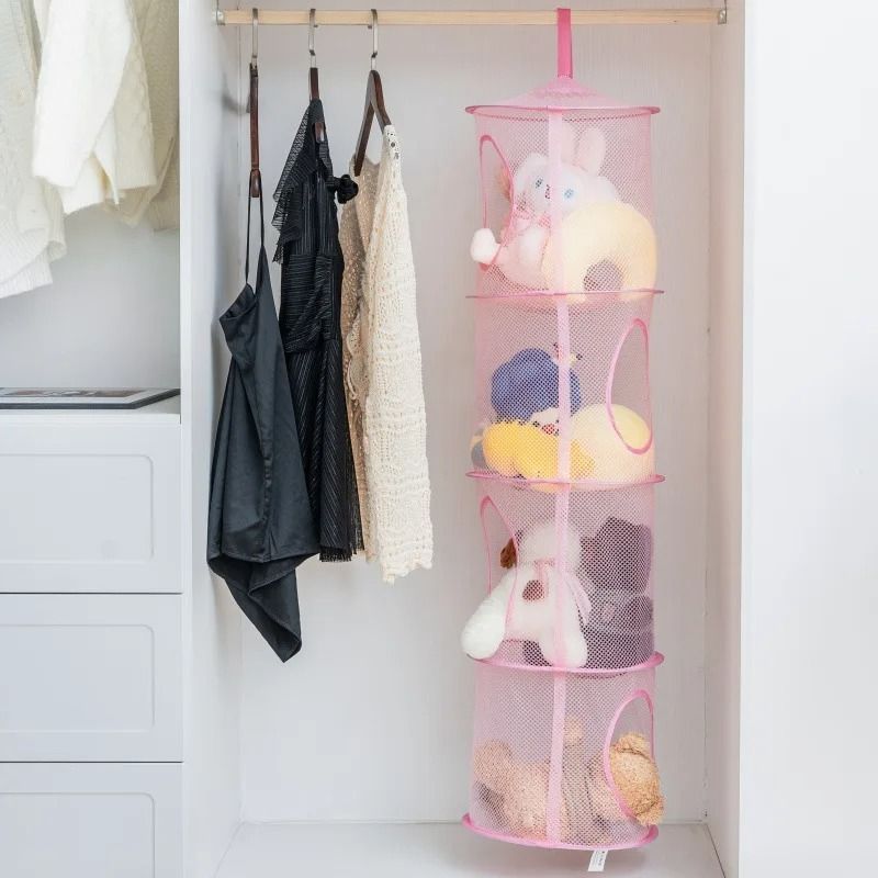 Foldable Hanging Toy Storage Hammock With 4 Compartments For Kids Rooms 11