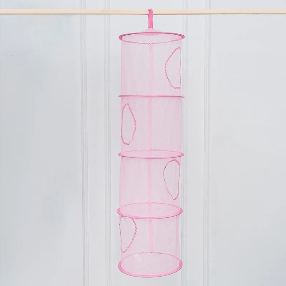 Foldable Hanging Toy Storage Hammock With 4 Compartments For Kids Rooms 1