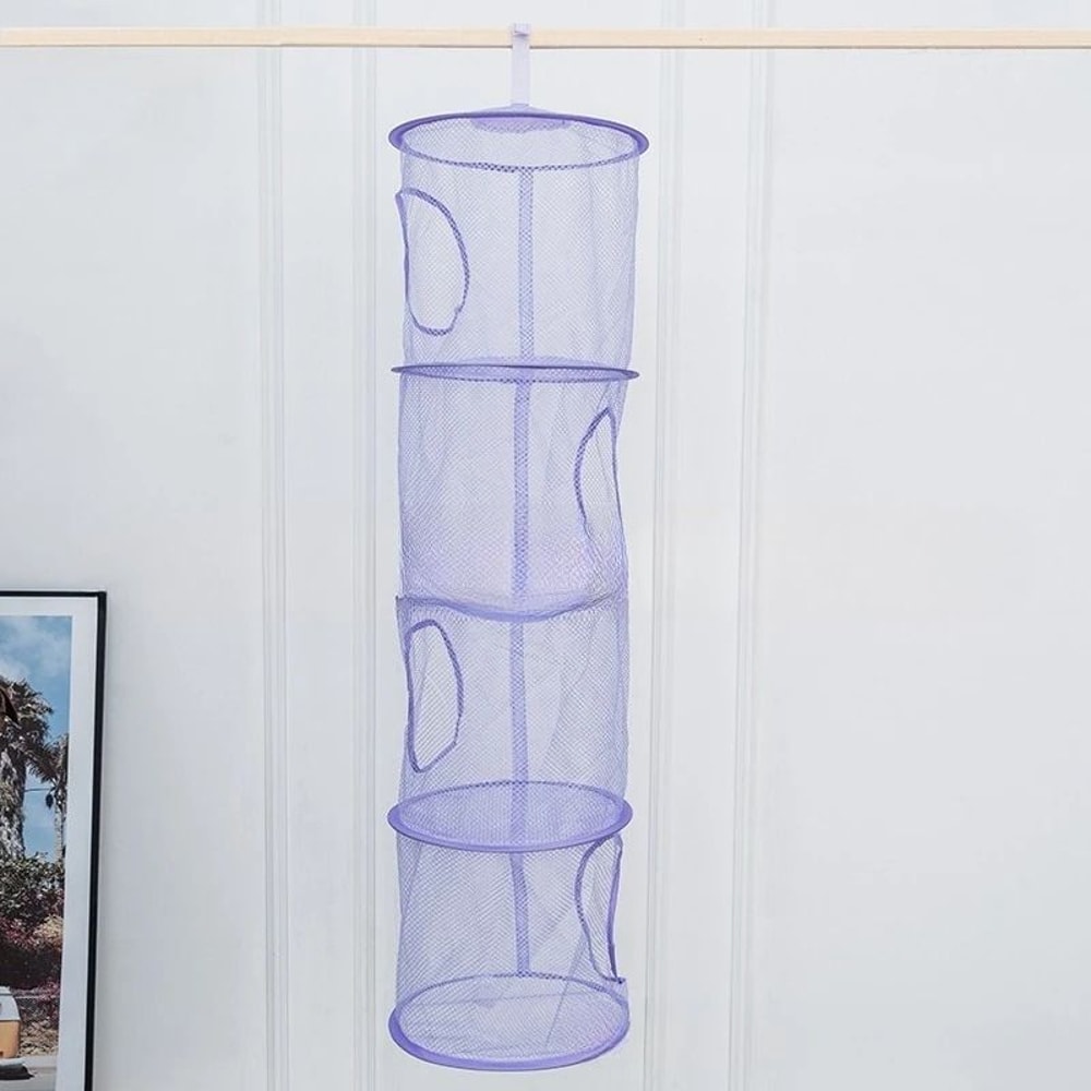 Foldable Hanging Toy Storage Hammock With 4 Compartments For Kids Rooms 3