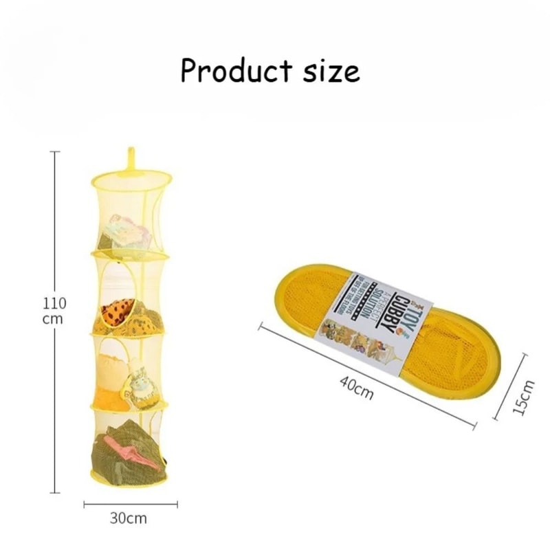 Foldable Hanging Toy Storage Hammock With 4 Compartments For Kids Rooms 9