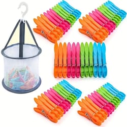 windproof hanging laundry clips with storage basket organizer