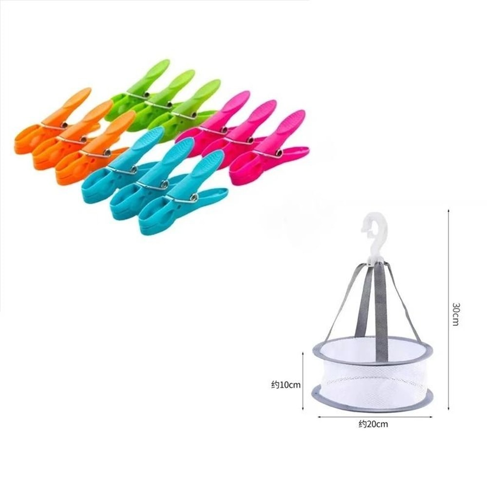 Windproof Hanging Laundry Clips With Storage Basket Organizer 5