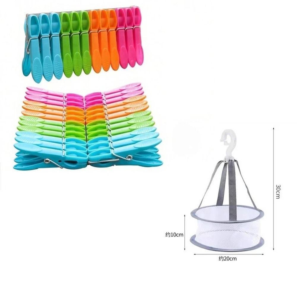 Windproof Hanging Laundry Clips With Storage Basket Organizer 7