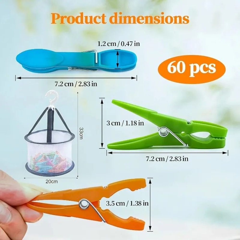 Windproof Hanging Laundry Clips With Storage Basket Organizer 8