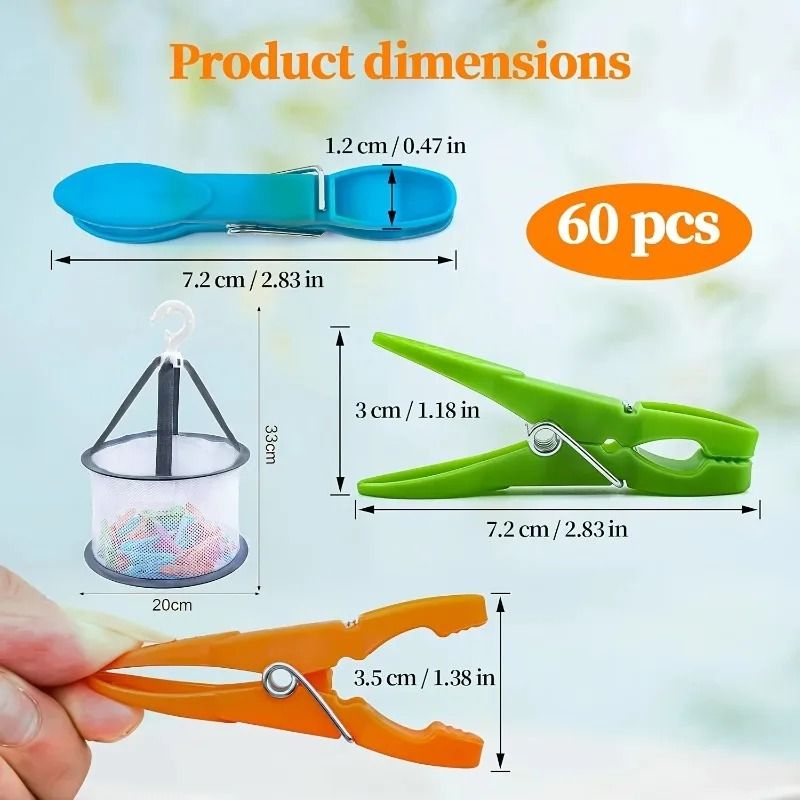 Windproof Hanging Laundry Clips With Storage Basket Organizer 8