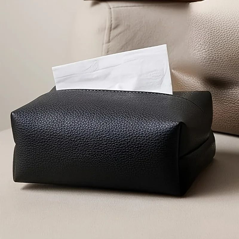 Modern Artificial Leather Tissue Box Square Bathroom Decor 1