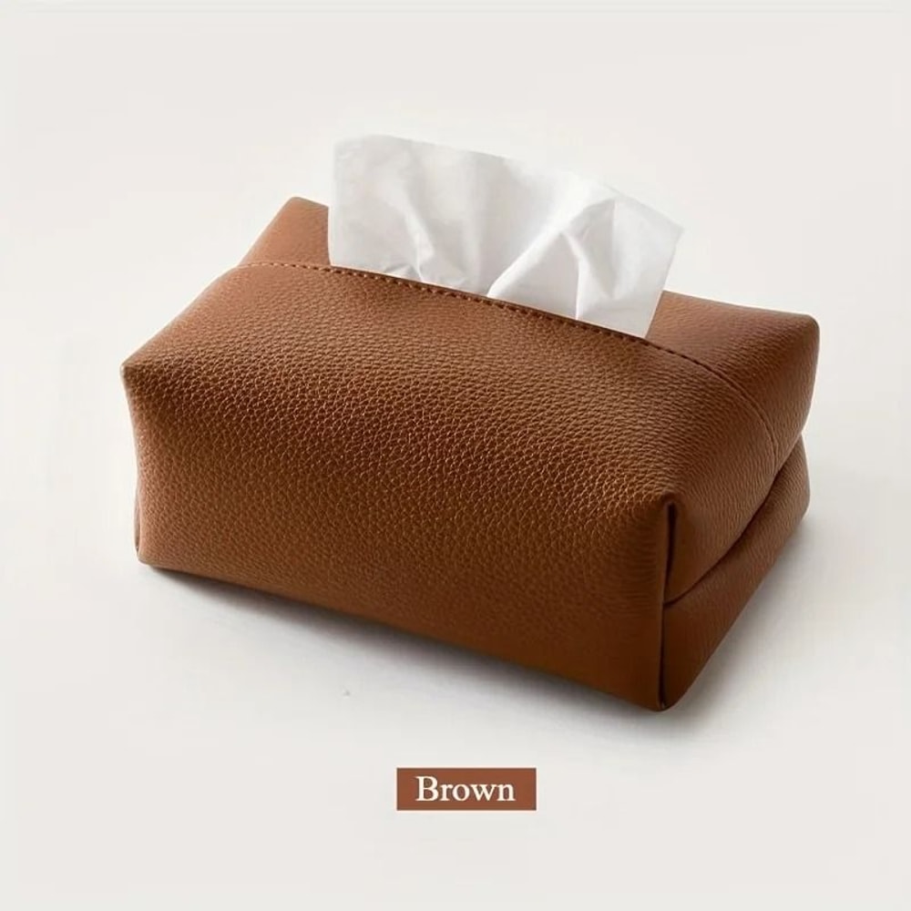 Modern Artificial Leather Tissue Box Square Bathroom Decor 4