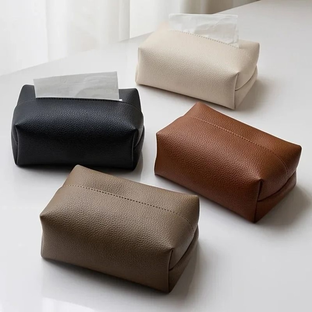 Modern Artificial Leather Tissue Box Square Bathroom Decor 0