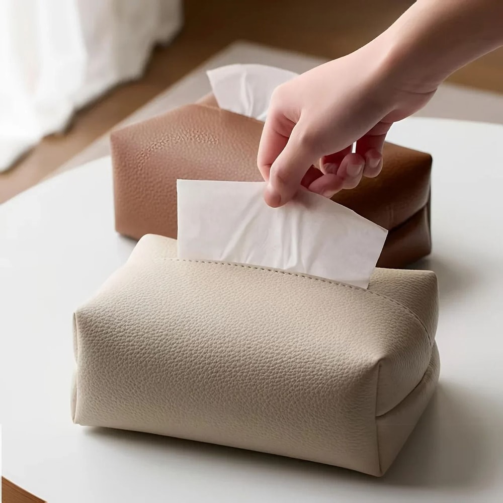 Modern Artificial Leather Tissue Box Square Bathroom Decor 9