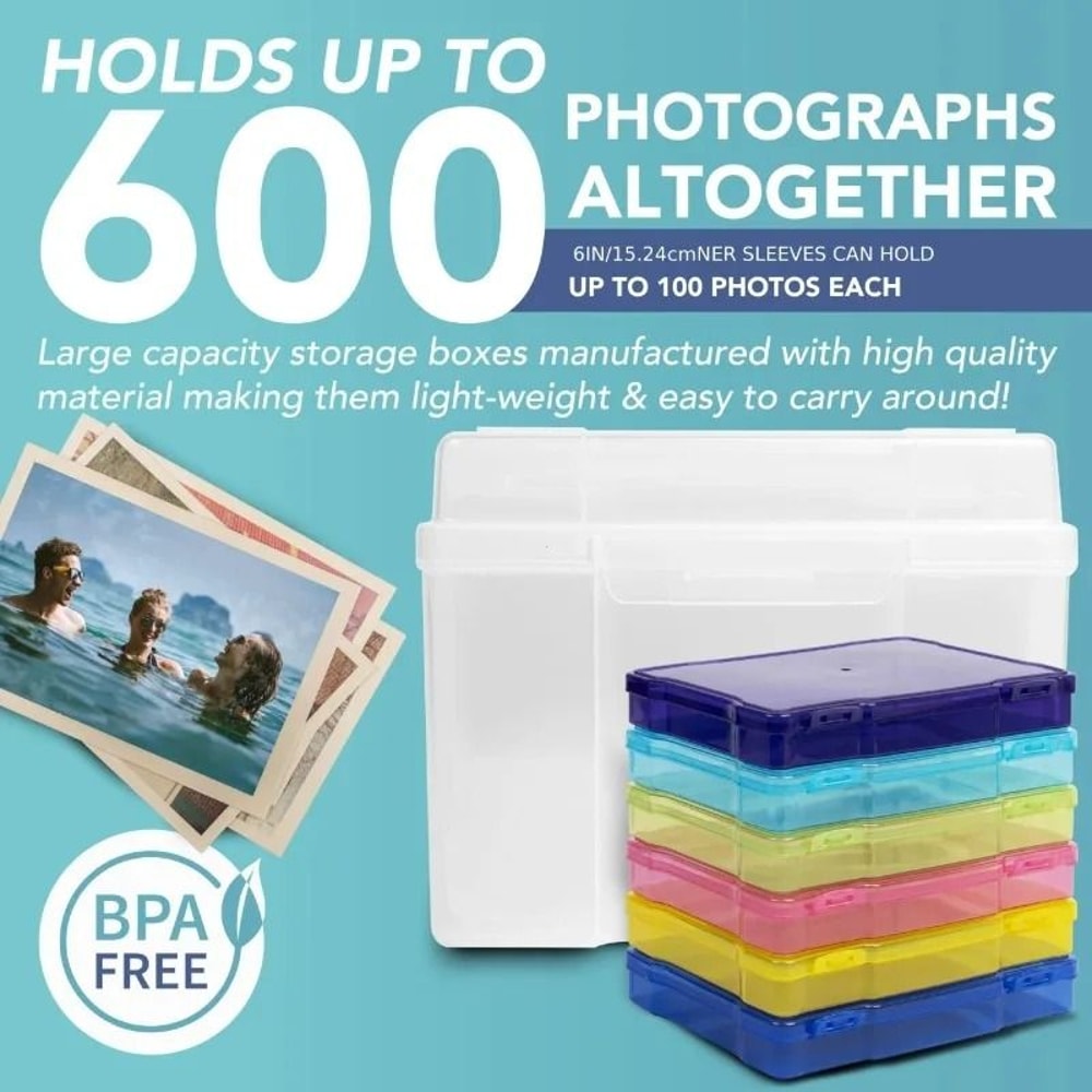 4x6 Photo Storage Box Plastic Organizer For Photos And Crafts 4