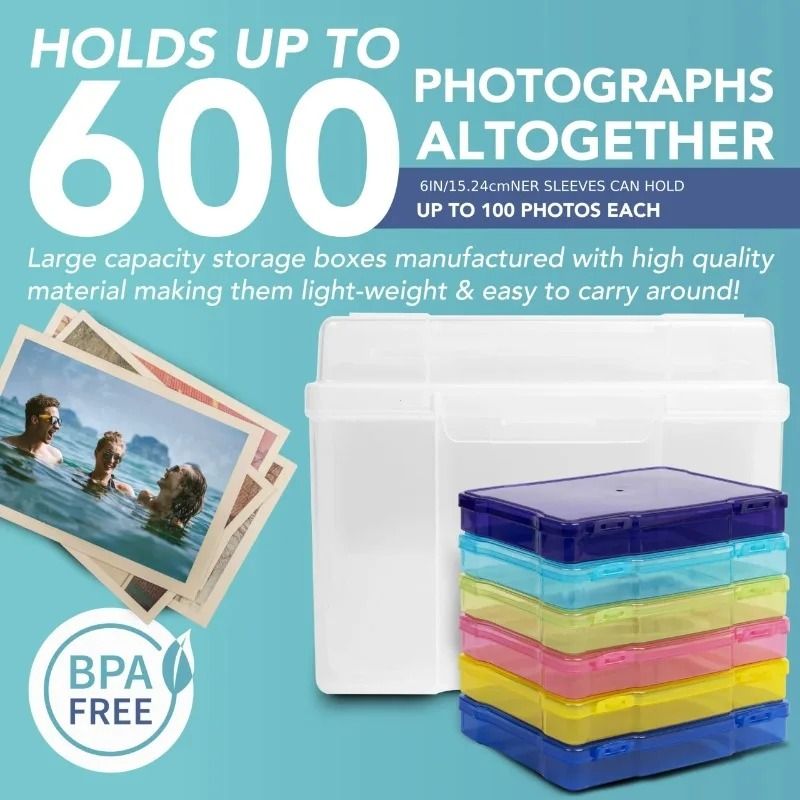 4x6 Photo Storage Box Plastic Organizer For Photos And Crafts 4