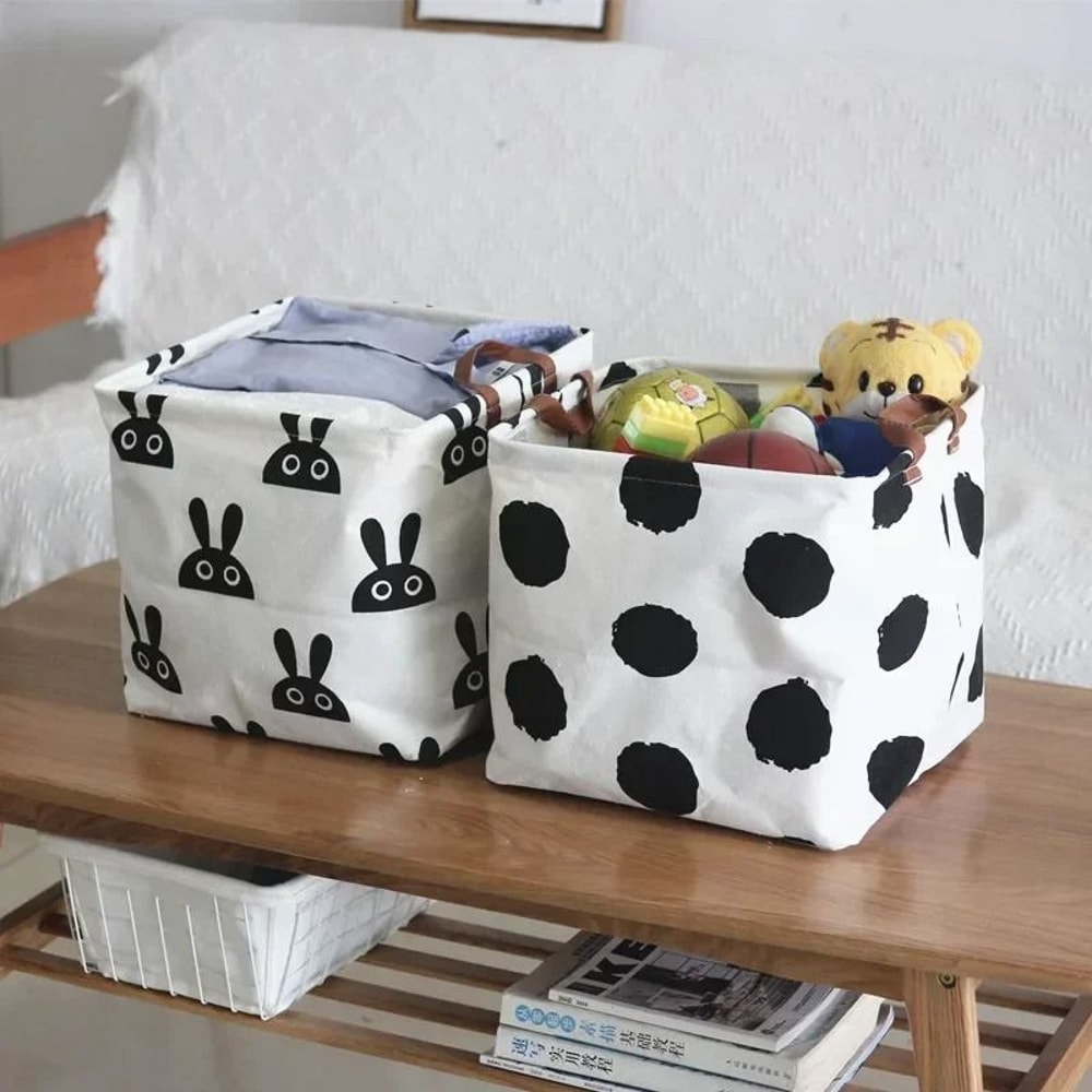 Foldable Cotton Linen Laundry Basket Toy And Clothes Storage Hamper 8