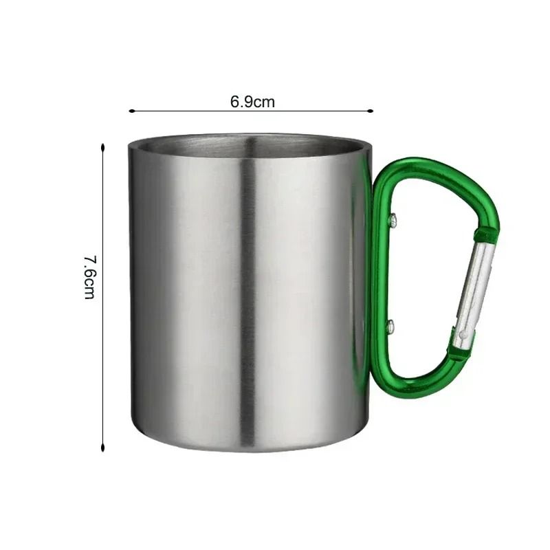 Stainless Steel Camping Mug With Carabiner Handle Lightweight Outdoor Coffee Cup 8