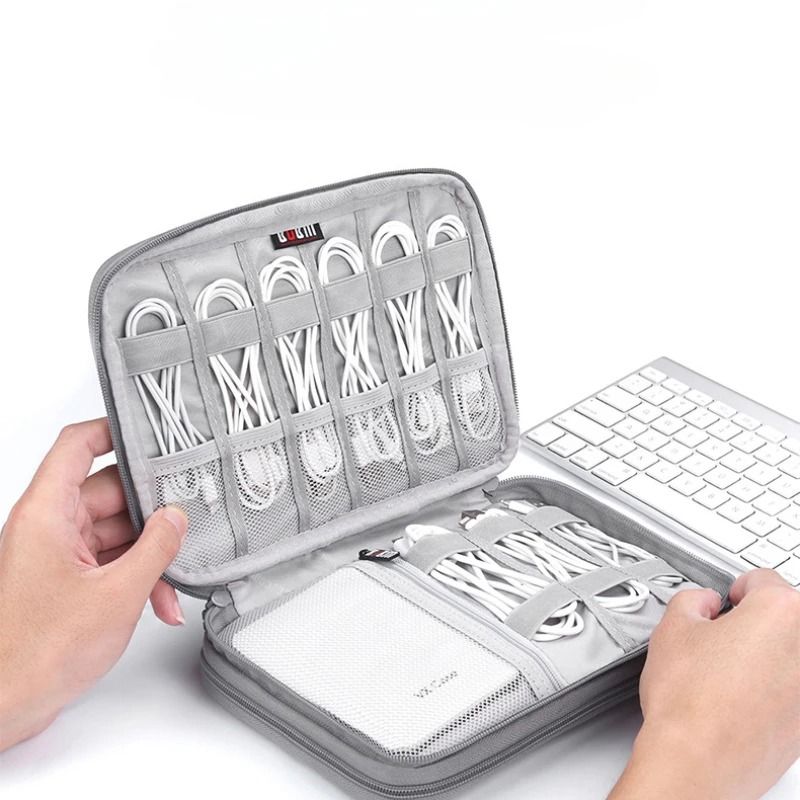 Travel Electronics Organizer Pouch Compact Cable Storage Case 8