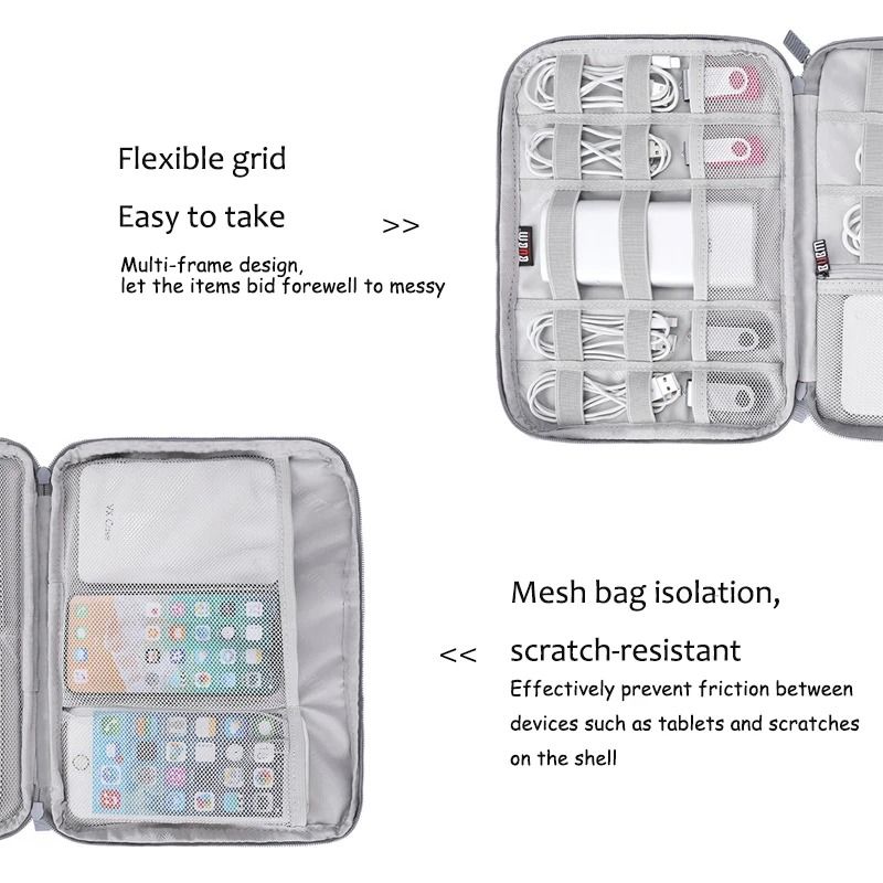Travel Electronics Organizer Pouch Compact Cable Storage Case 9