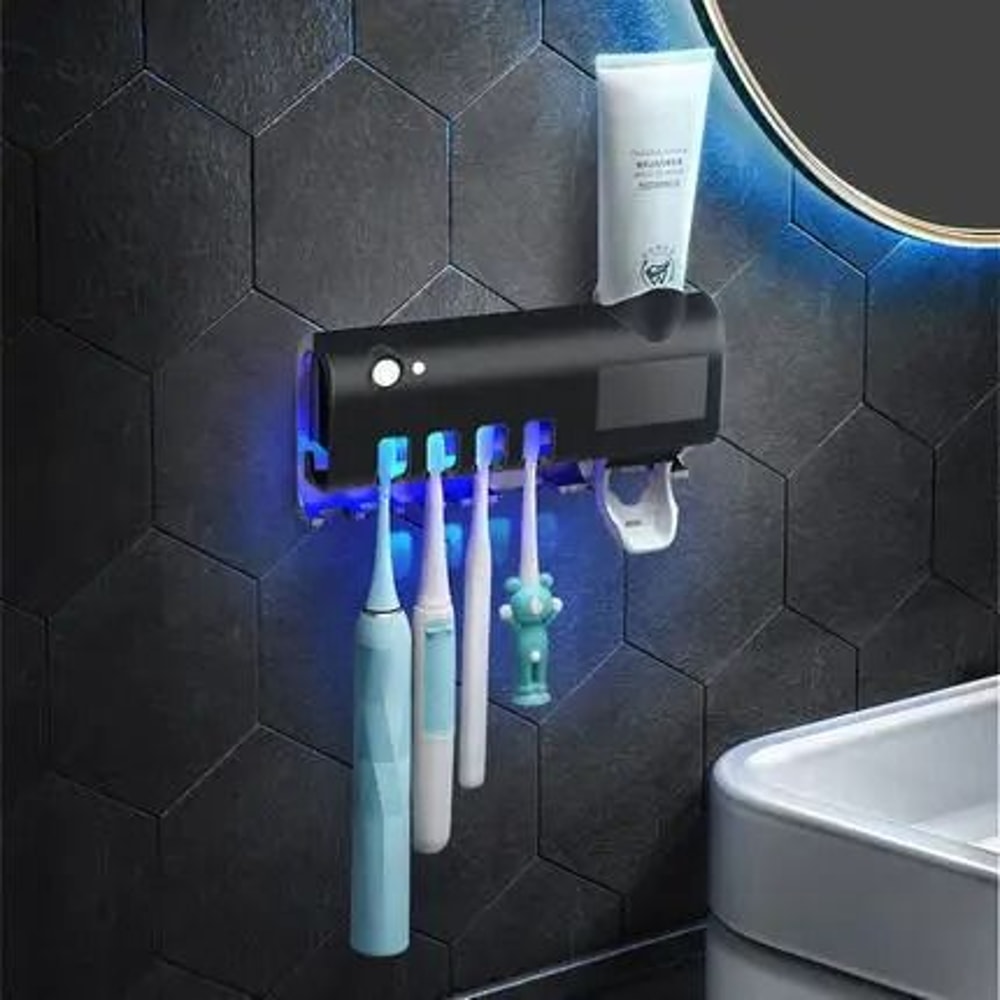 Automatic Toothbrush Holder With Toothpaste Dispenser USB Rechargeable Wall Mounted Organizer 1