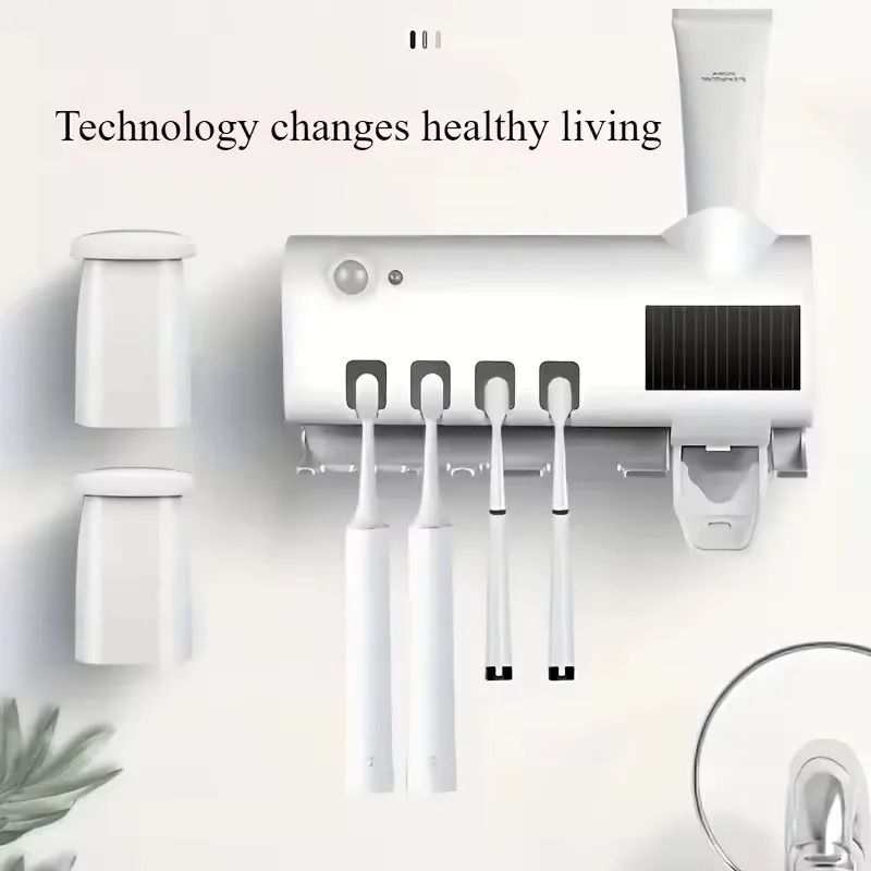Automatic Toothbrush Holder With Toothpaste Dispenser USB Rechargeable Wall Mounted Organizer 2