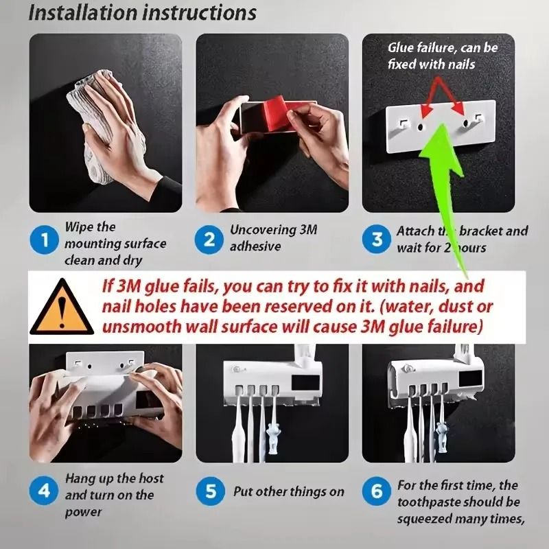 Automatic Toothbrush Holder With Toothpaste Dispenser USB Rechargeable Wall Mounted Organizer 5