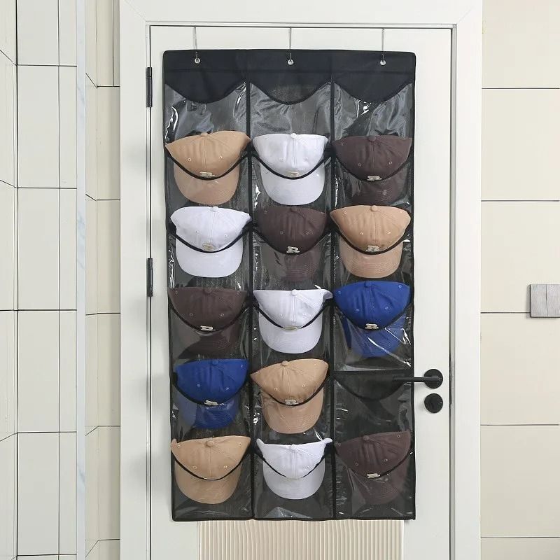 Clear Hat Storage Organizer Over The Door Baseball Cap Holder With Hanging Pockets 9
