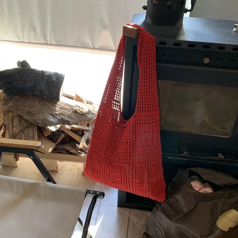 Knitted Shoulder Bag Woven Handbag Large Capacity Casual Tote For Women 4