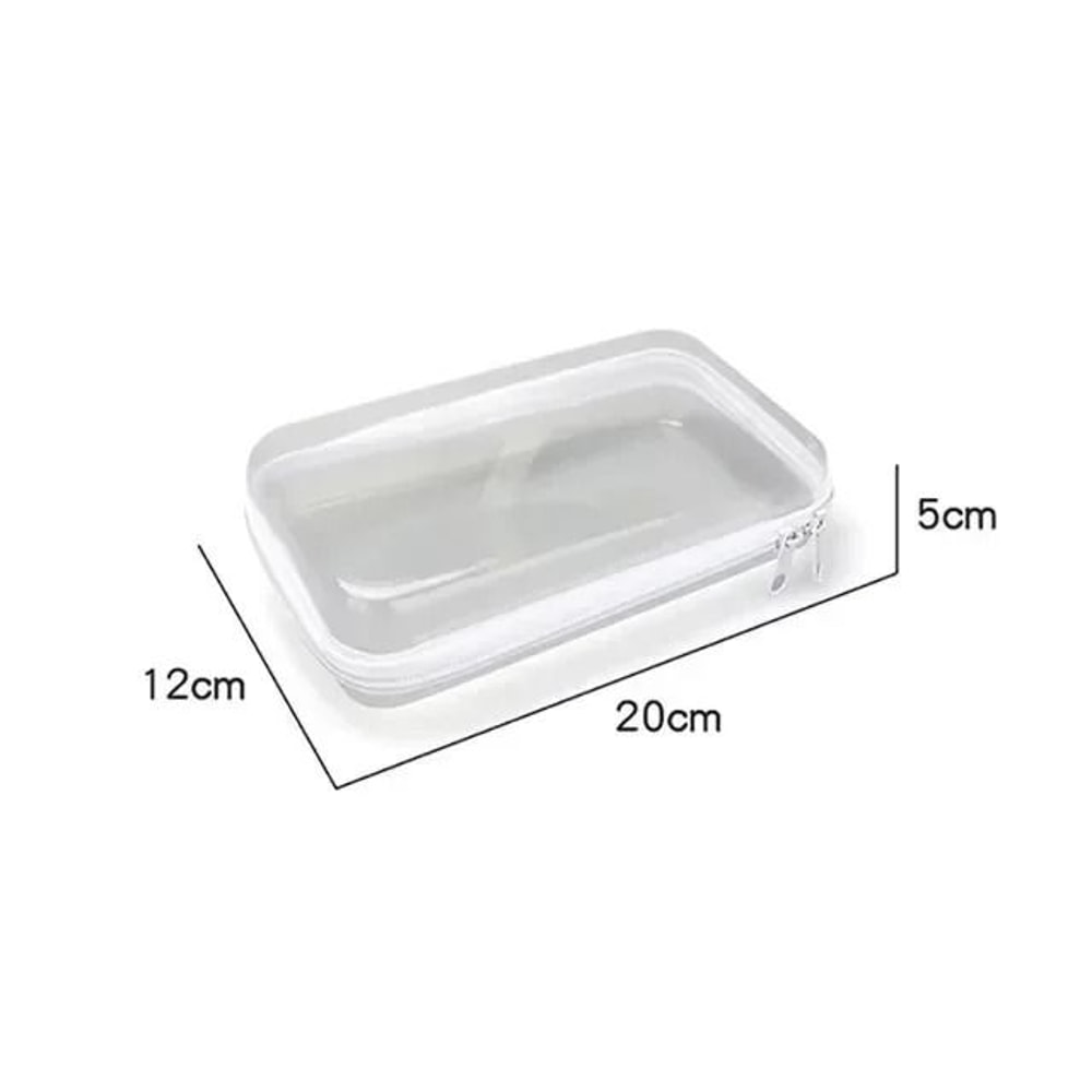 Clear Zippered Hard Storage Pouch Stackable Plastic Organizer For Cosmetics Toys And Supplies 1