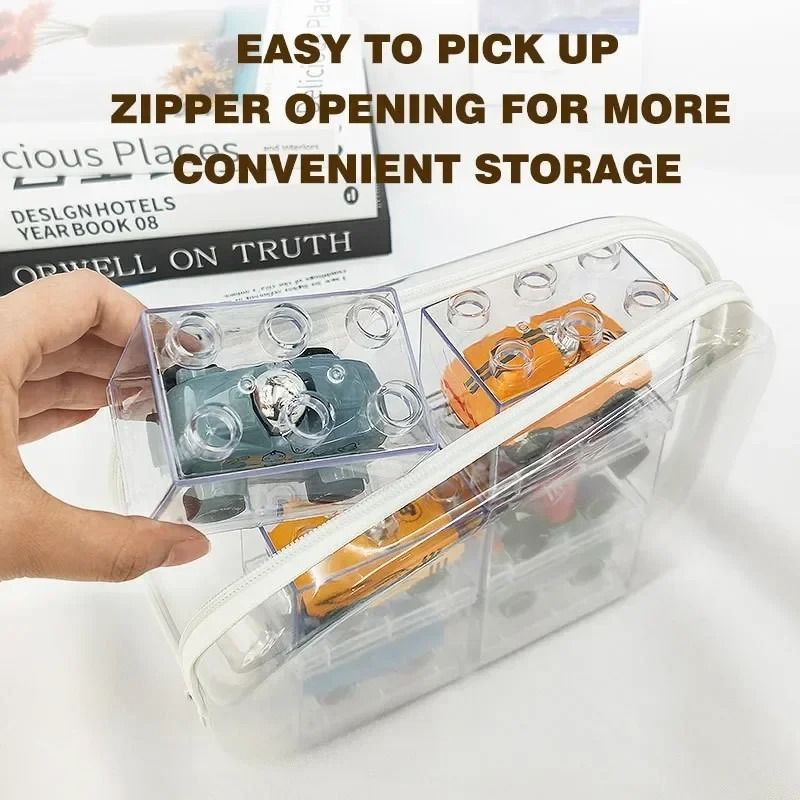 Clear Zippered Hard Storage Pouch Stackable Plastic Organizer For Cosmetics Toys And Supplies 10