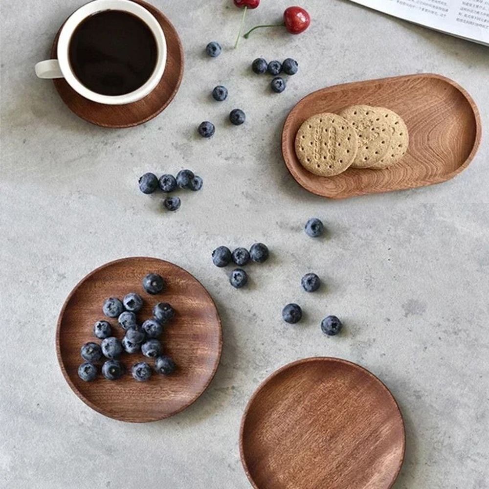 Japanese Style Rectangular Wooden Dinner Plate Walnut Wood Serving Tray 5