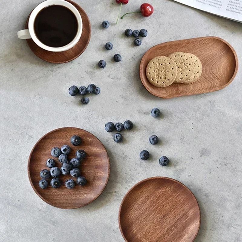 Japanese Style Rectangular Wooden Dinner Plate Walnut Wood Serving Tray 5