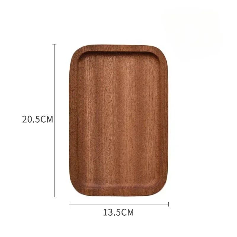 Japanese Style Rectangular Wooden Dinner Plate Walnut Wood Serving Tray 2