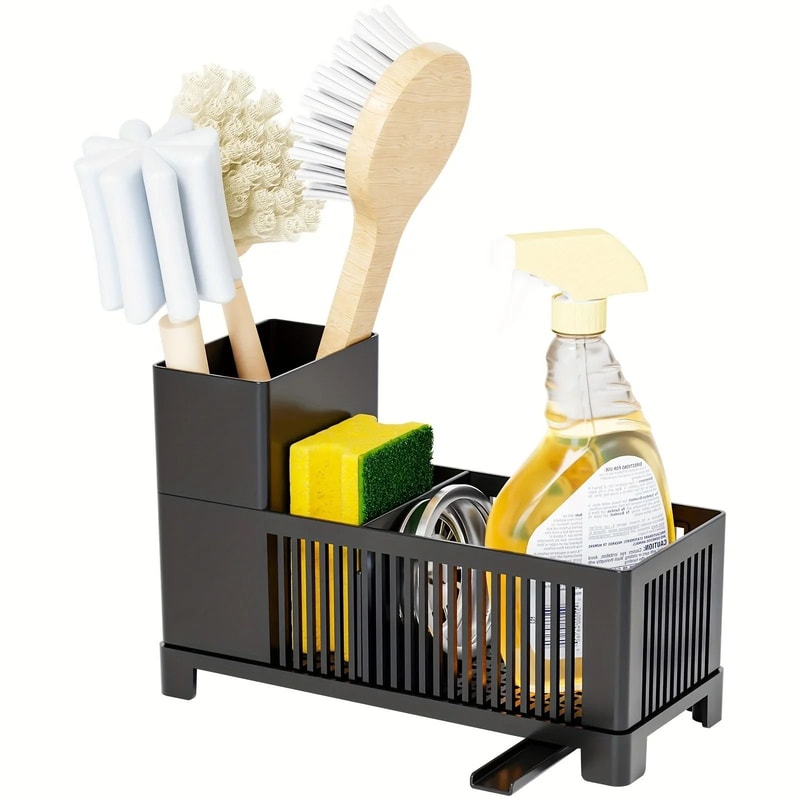 Kitchen Drain Rack Sink Organizer Sponge And Utensil Storage Basket 0