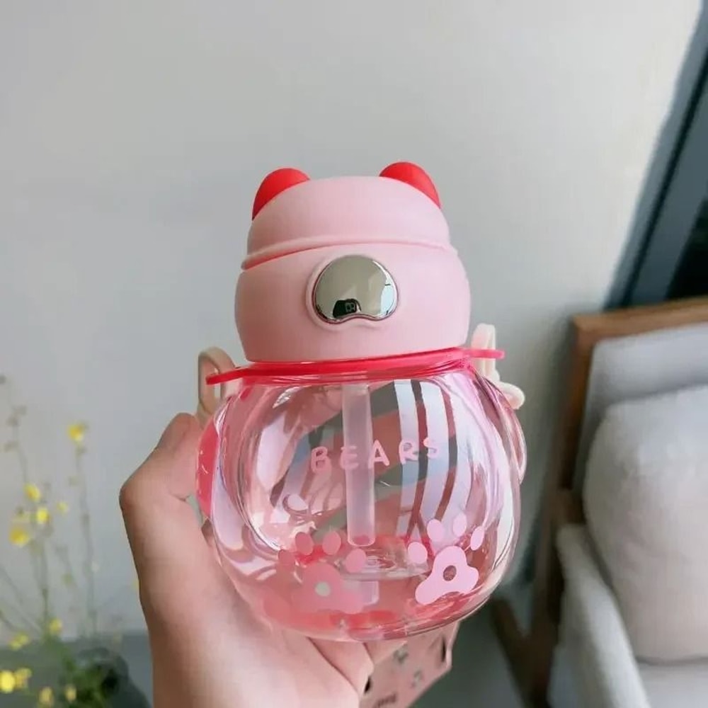 Kids Straw Water Bottle Leakproof BPA Free Cartoon Sippy Cup 450ml 4