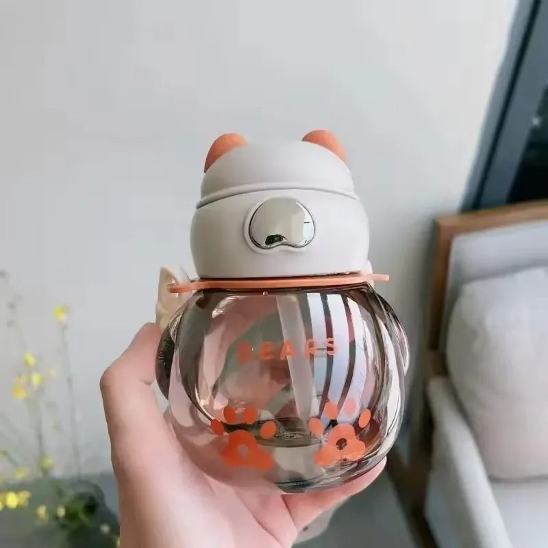 Kids Straw Water Bottle Leakproof BPA Free Cartoon Sippy Cup 450ml 3