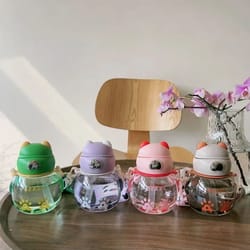 kids straw water bottle leakproof bpa free cartoon sippy cup 450ml