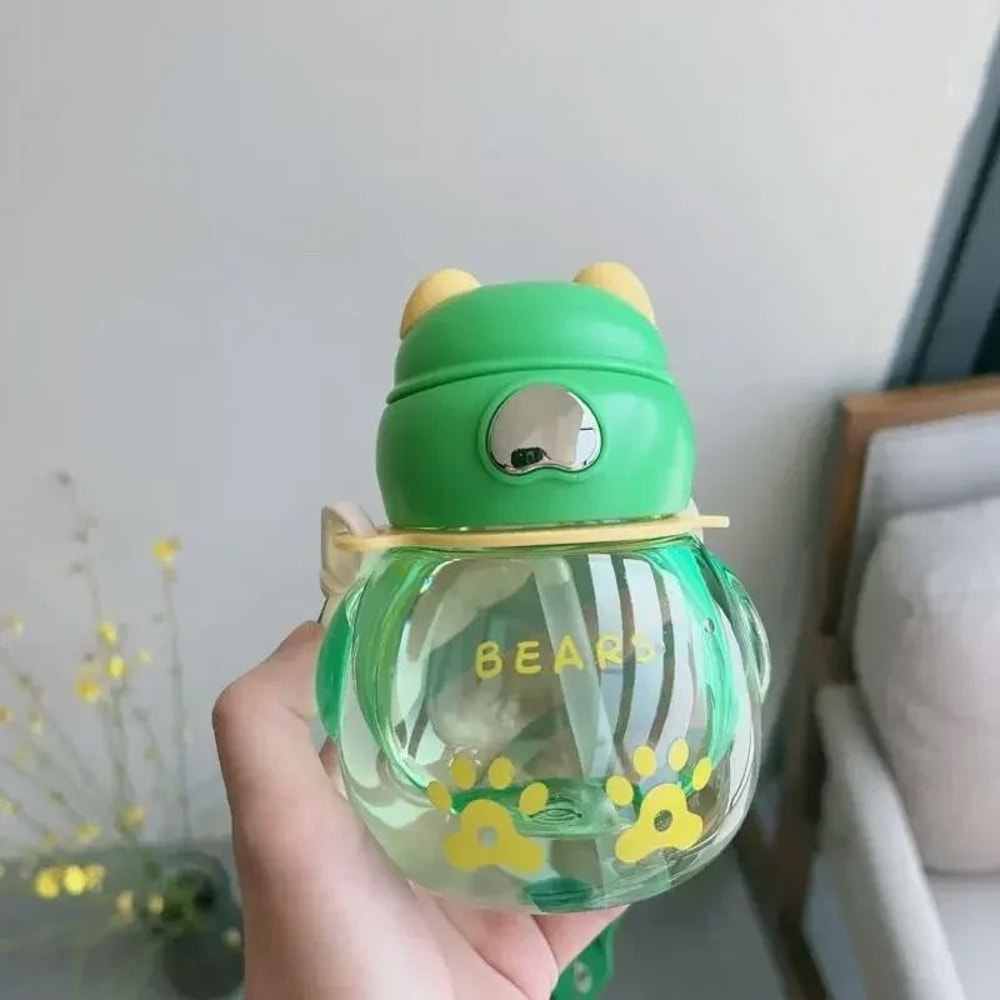 Kids Straw Water Bottle Leakproof BPA Free Cartoon Sippy Cup 450ml 1