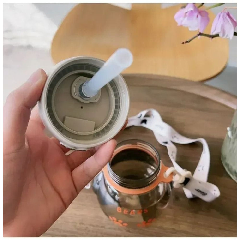 Kids Straw Water Bottle Leakproof BPA Free Cartoon Sippy Cup 450ml 7