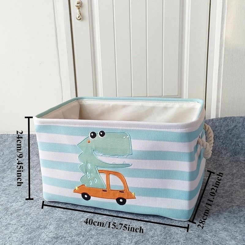 Kids Toy Storage Basket Foldable Canvas Laundry Hamper With Handles 4