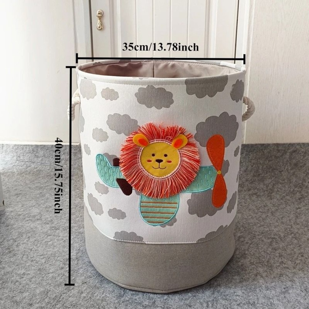 Kids Toy Storage Basket Foldable Canvas Laundry Hamper With Handles 2