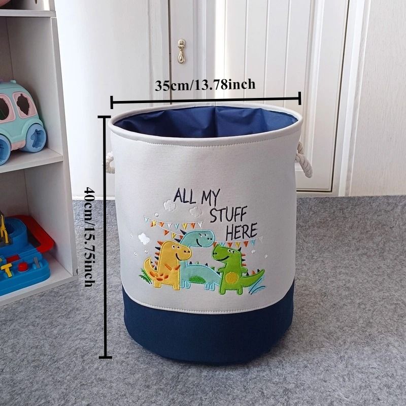 Kids Toy Storage Basket Foldable Canvas Laundry Hamper With Handles 3