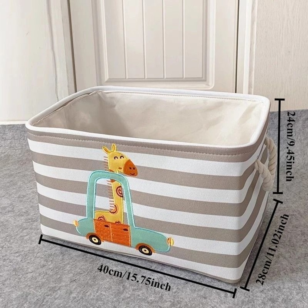 Kids Toy Storage Basket Foldable Canvas Laundry Hamper With Handles 1