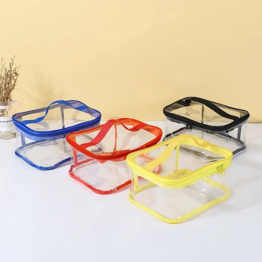 Transparent Storage Bag With Zipper And Carry Handle Portable Organizer Pouch 0