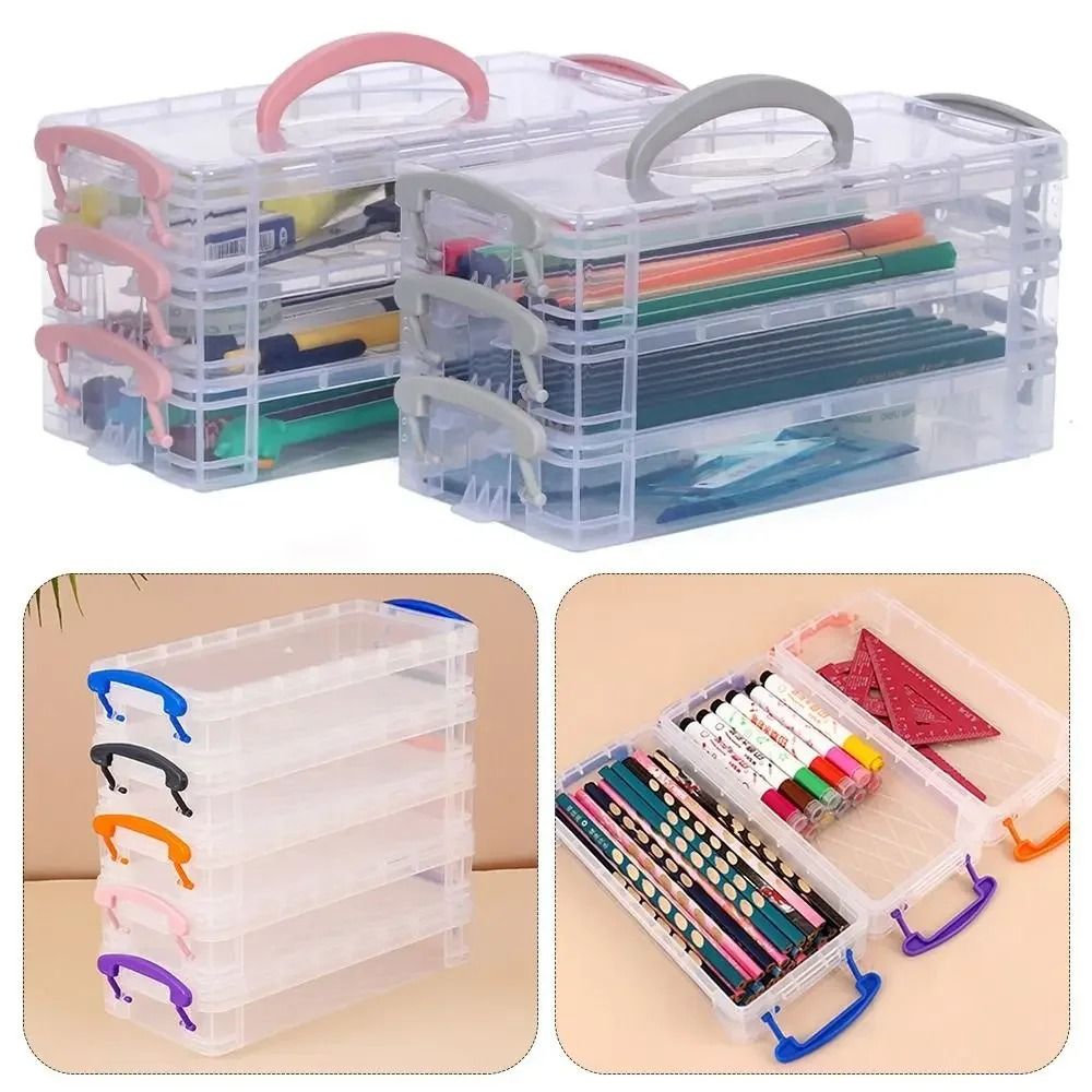Portable Multi Layer Paintbrush Storage Box Detachable Art And Pen Organizer 0