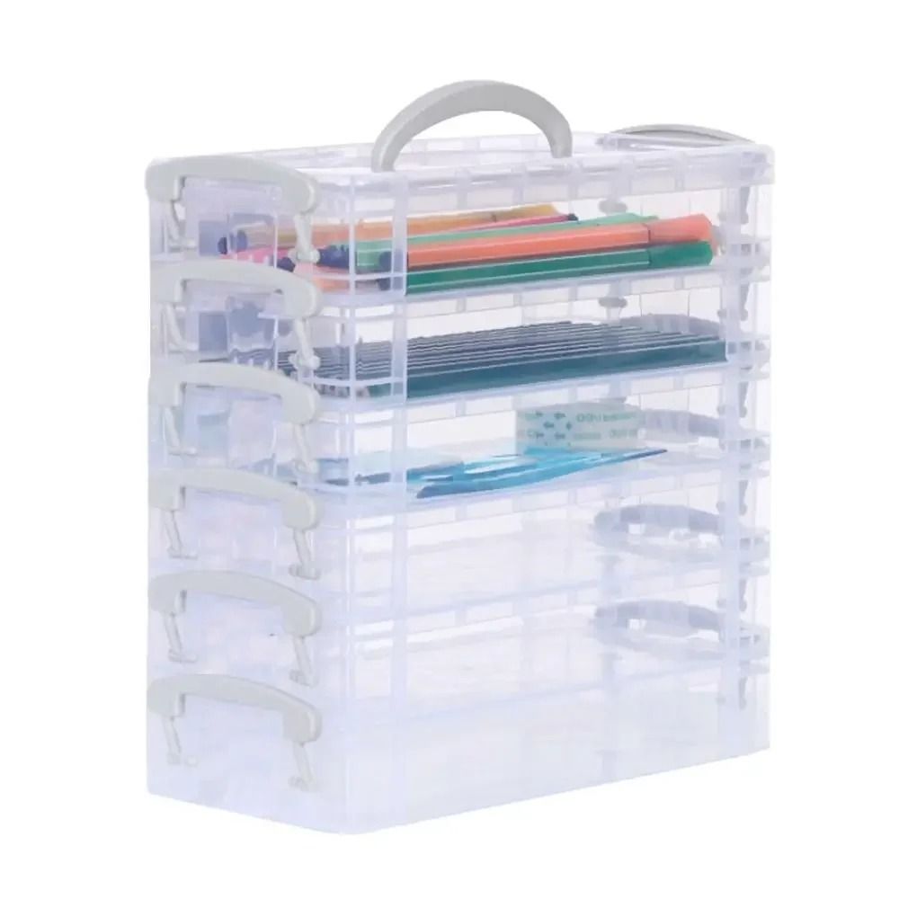 Portable Multi Layer Paintbrush Storage Box Detachable Art And Pen Organizer 2