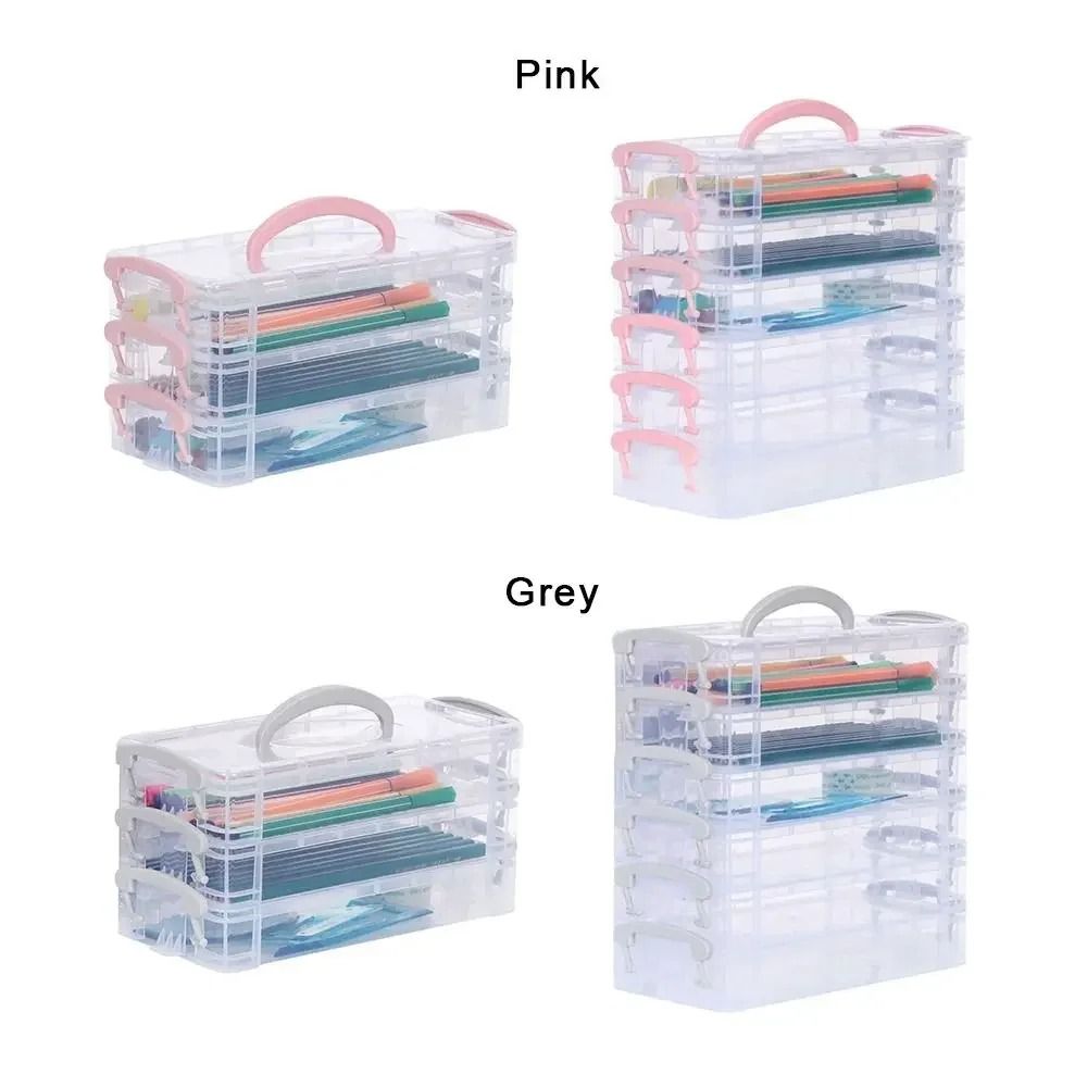 Portable Multi Layer Paintbrush Storage Box Detachable Art And Pen Organizer 5