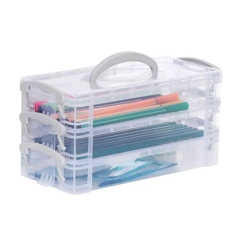 Portable Multi Layer Paintbrush Storage Box Detachable Art And Pen Organizer 1