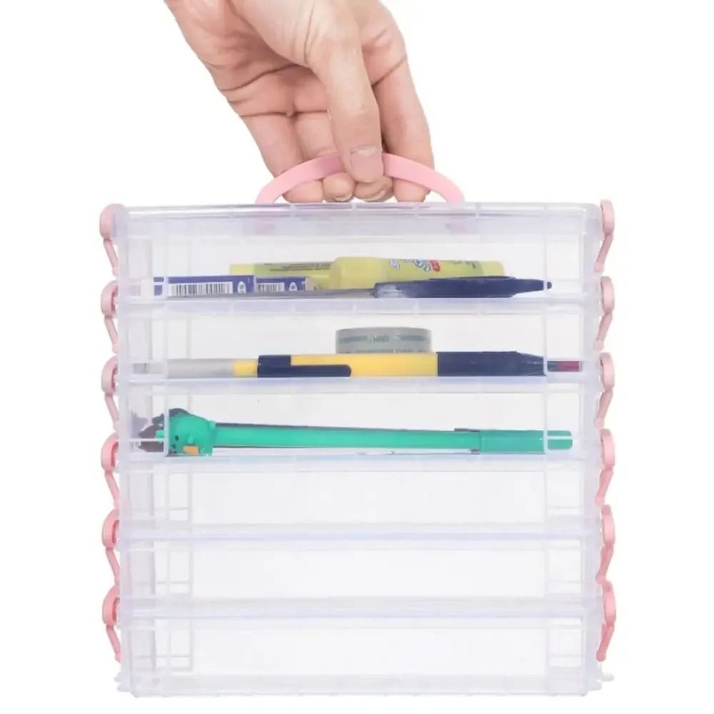 Portable Multi Layer Paintbrush Storage Box Detachable Art And Pen Organizer 8