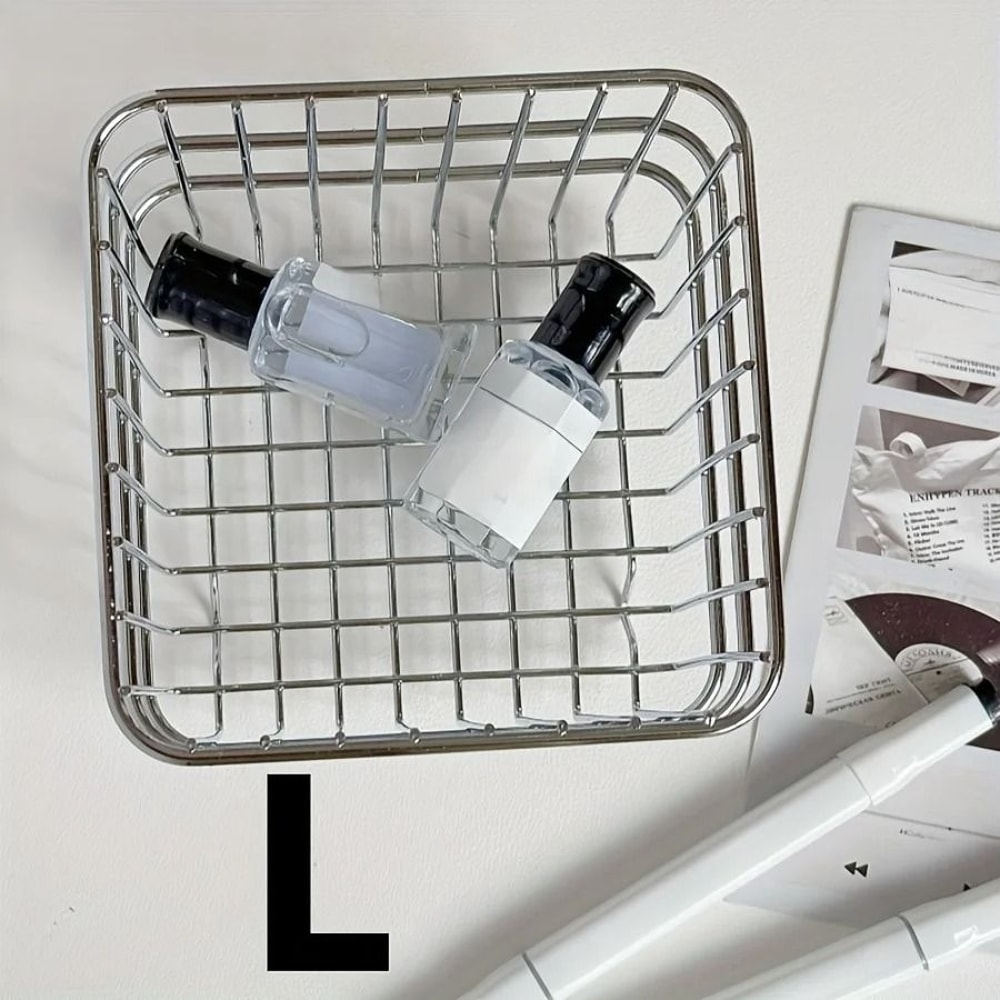 Stainless Steel Storage Basket Multi Purpose Organizer For Bathroom Kitchen And Desk 1