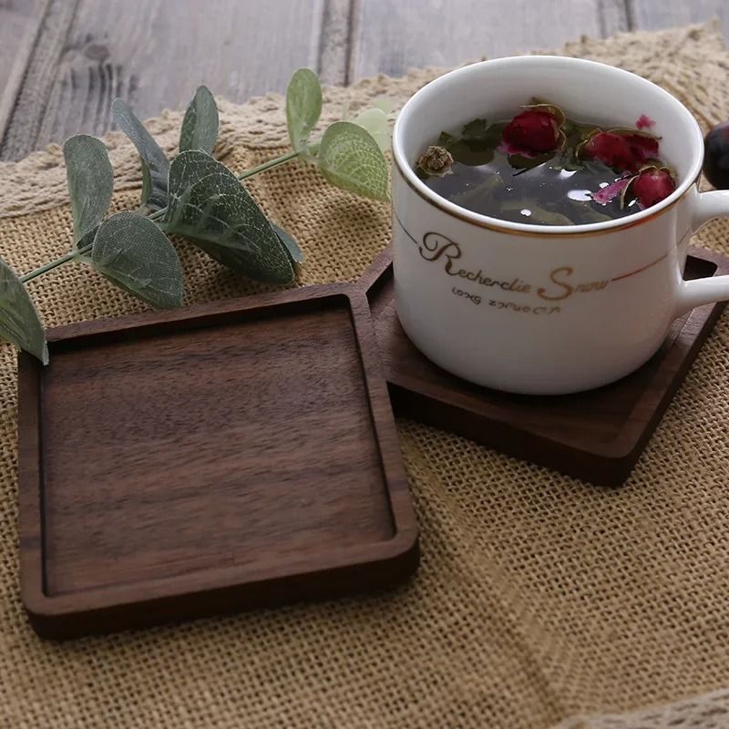 Round Wooden Coaster Natural Wood Cup Mat For Coffee Tea And Drinks 3